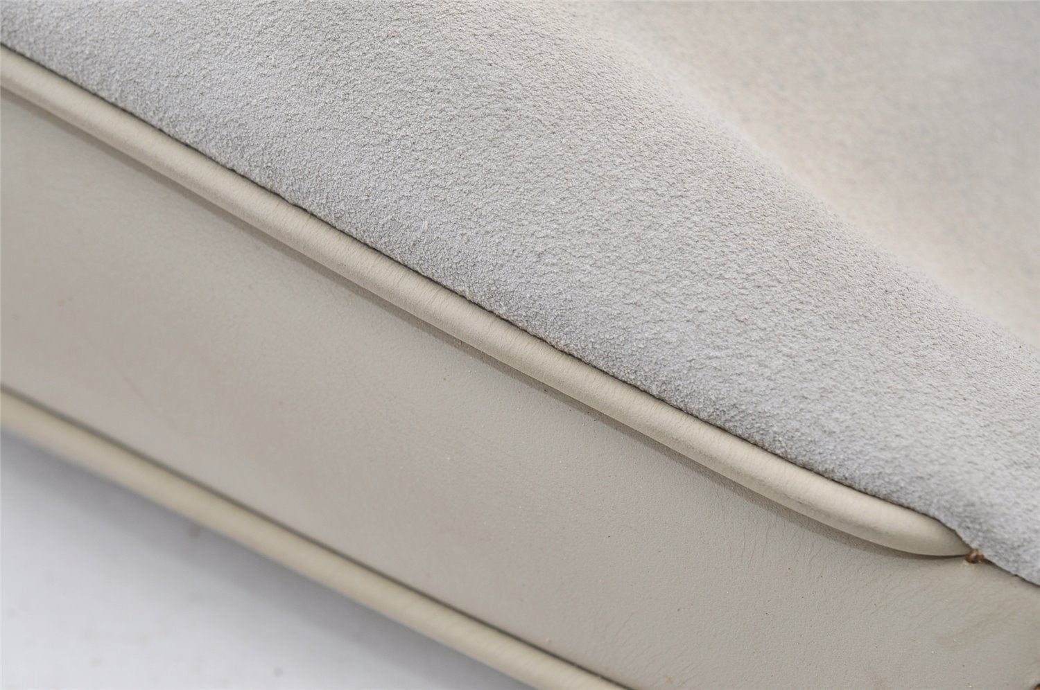 Authentic GUCCI Bamboo 2Way Shoulder Hand Bag Suede Leather White Junk 1052J