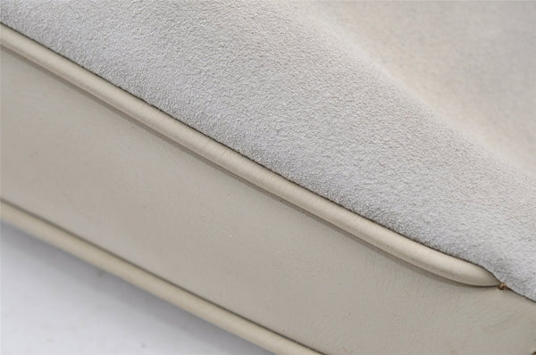 Authentic GUCCI Bamboo 2Way Shoulder Hand Bag Suede Leather White Junk 1052J