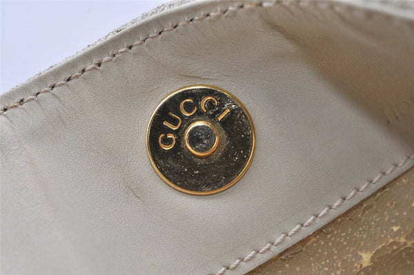 Authentic GUCCI Bamboo 2Way Shoulder Hand Bag Suede Leather White Junk 1052J