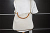 Authentic GUCCI Bamboo 2Way Shoulder Hand Bag Suede Leather White Junk 1052J