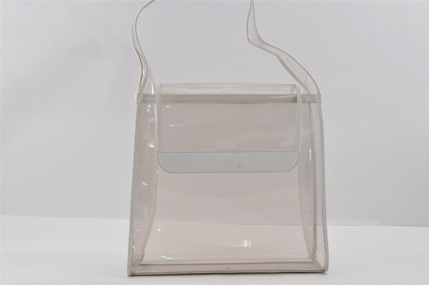 Authentic GUCCI 2 in 1 Shoulder Hand Bag Vinyl Leather Clear White 1053I