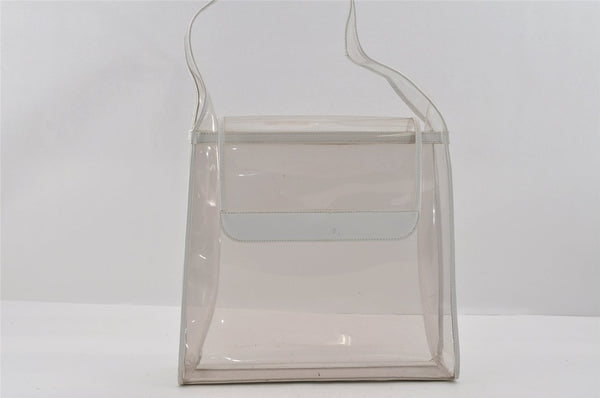 Authentic GUCCI 2 in 1 Shoulder Hand Bag Vinyl Leather Clear White 1053I