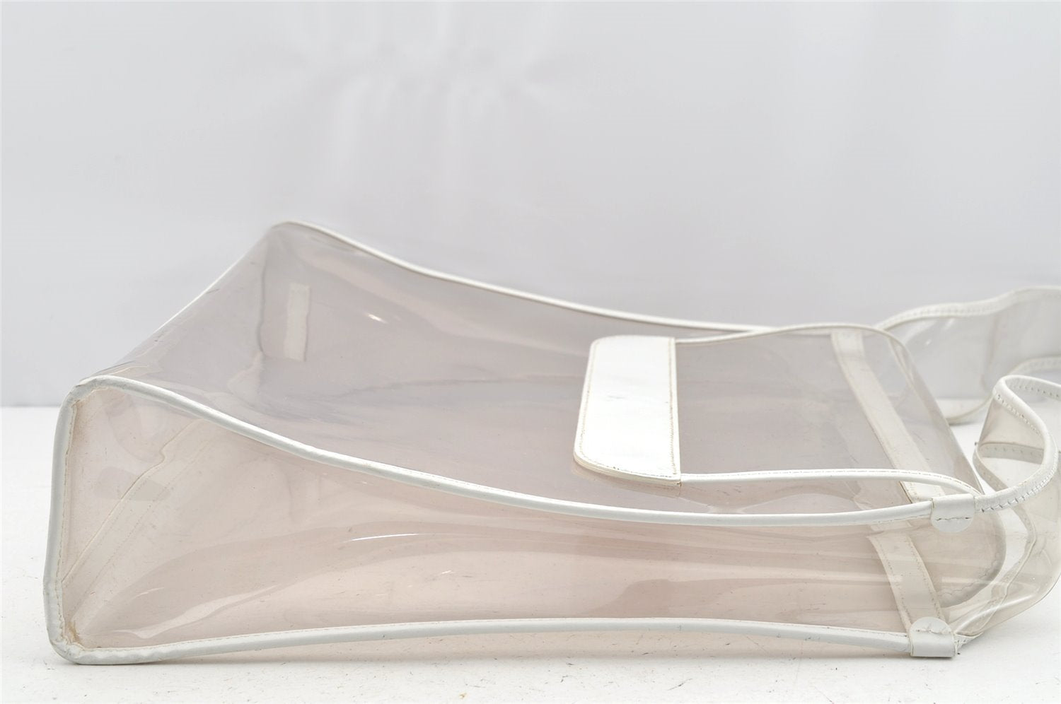 Authentic GUCCI 2 in 1 Shoulder Hand Bag Vinyl Leather Clear White 1053I