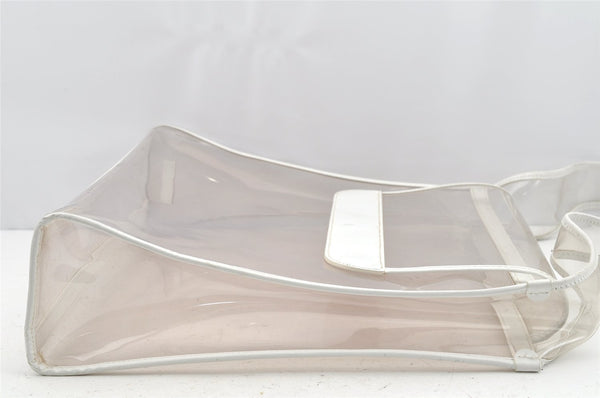 Authentic GUCCI 2 in 1 Shoulder Hand Bag Vinyl Leather Clear White 1053I