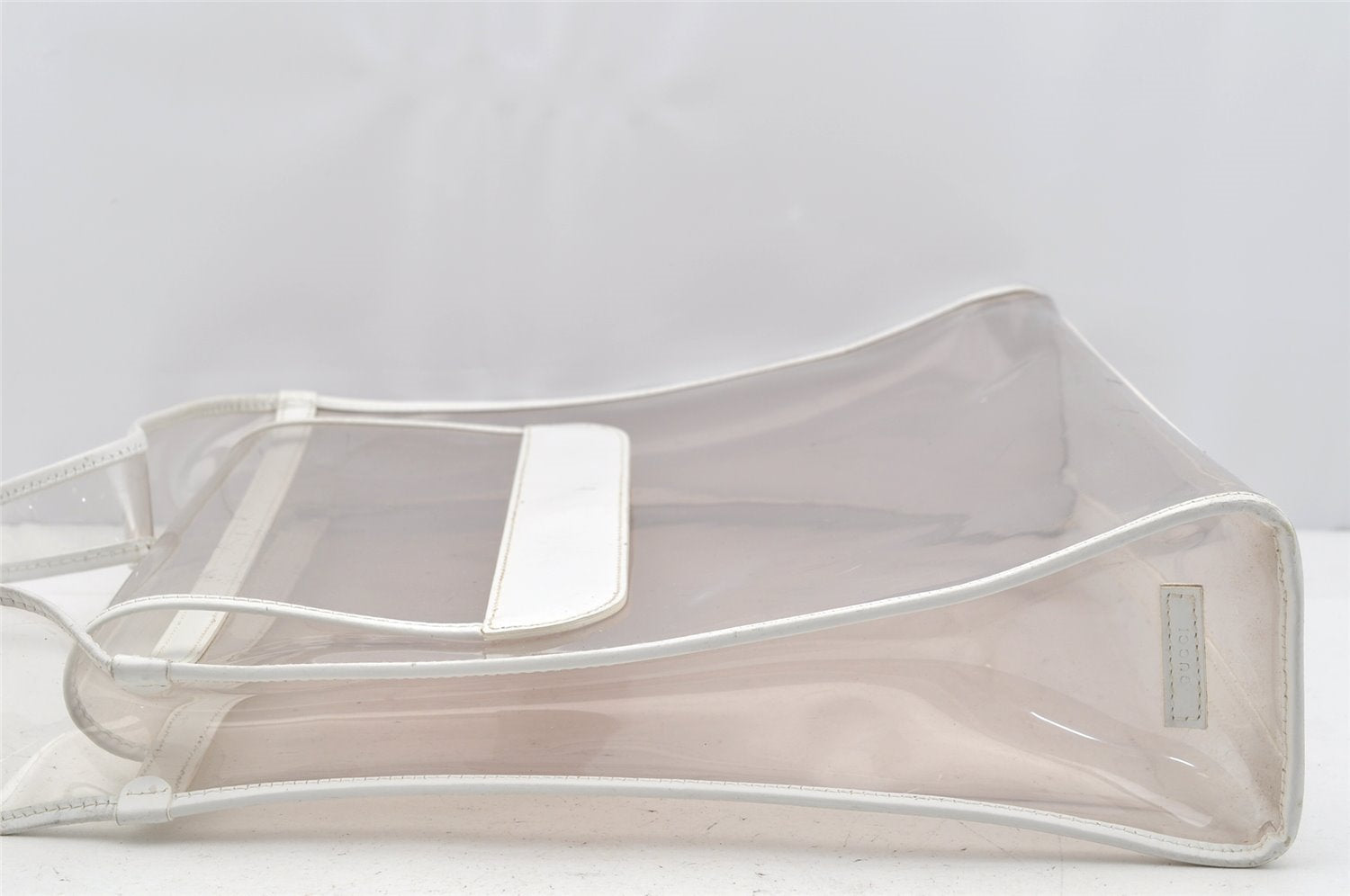 Authentic GUCCI 2 in 1 Shoulder Hand Bag Vinyl Leather Clear White 1053I