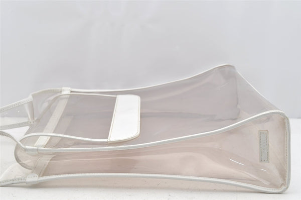 Authentic GUCCI 2 in 1 Shoulder Hand Bag Vinyl Leather Clear White 1053I