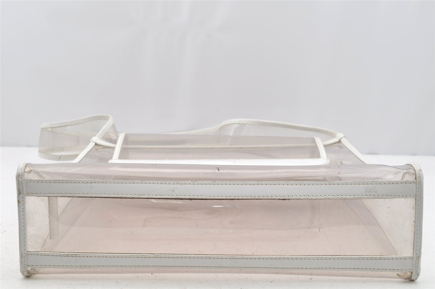 Authentic GUCCI 2 in 1 Shoulder Hand Bag Vinyl Leather Clear White 1053I
