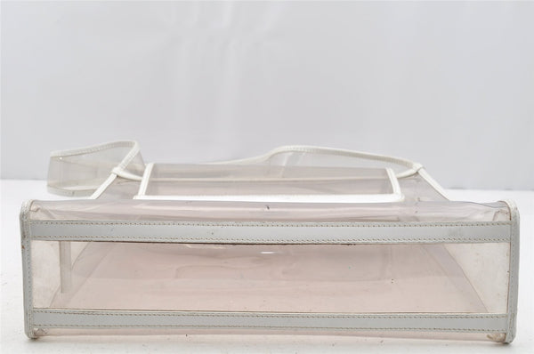 Authentic GUCCI 2 in 1 Shoulder Hand Bag Vinyl Leather Clear White 1053I