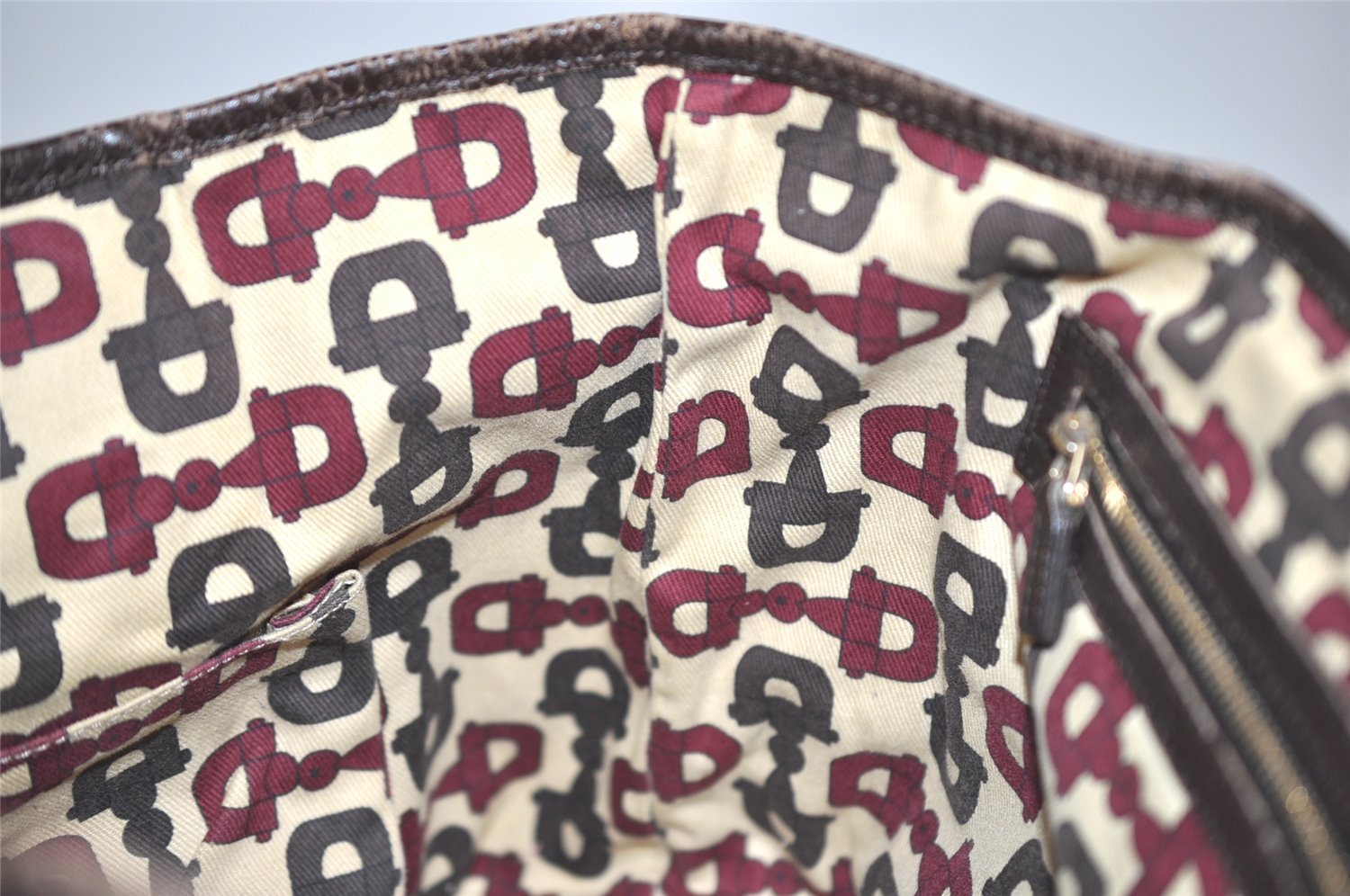 Authentic GUCCI Web Sherry Line Tote Bag GG Canvas Leather 137396 Brown 1054I