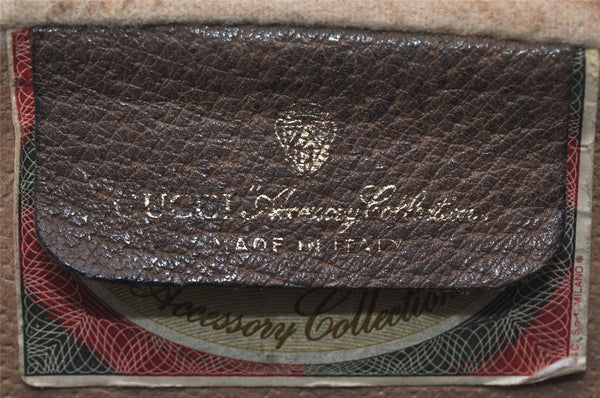 Authentic GUCCI Web Sherry Line Clutch Hand Bag GG PVC Leather Brown Junk 1055I
