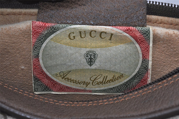 Authentic GUCCI Web Sherry Line Clutch Hand Bag GG PVC Leather Brown Junk 1055I