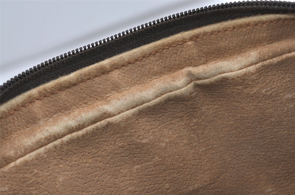 Authentic GUCCI Web Sherry Line Clutch Hand Bag GG PVC Leather Brown Junk 1055I