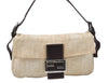 Authentic FENDI Zucca Mamma Baguette Shoulder Bag Canvas Leather White 1055J