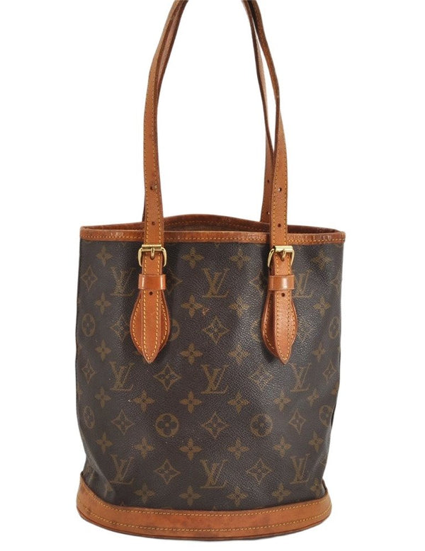 Authentic Louis Vuitton Monogram Bucket PM Shoulder Tote Bag M42238 Junk 1055K