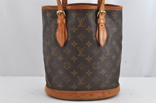 Authentic Louis Vuitton Monogram Bucket PM Shoulder Tote Bag M42238 Junk 1055K