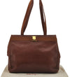 Authentic Salvatore Ferragamo Vara Leather Shoulder Tote Bag Brown SF 1056J