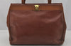 Authentic Salvatore Ferragamo Vara Leather Shoulder Tote Bag Brown SF 1056J