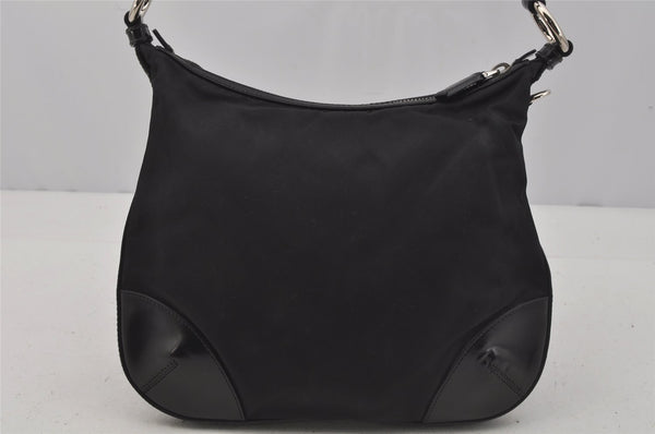 Authentic PRADA Nylon Tessuto Leather Shoulder Cross Body Bag Purse Black 1058J