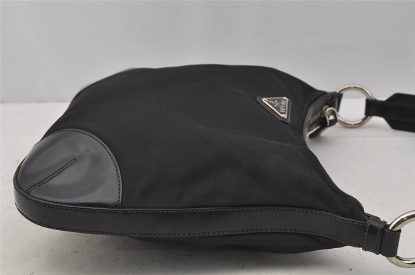 Authentic PRADA Nylon Tessuto Leather Shoulder Cross Body Bag Purse Black 1058J