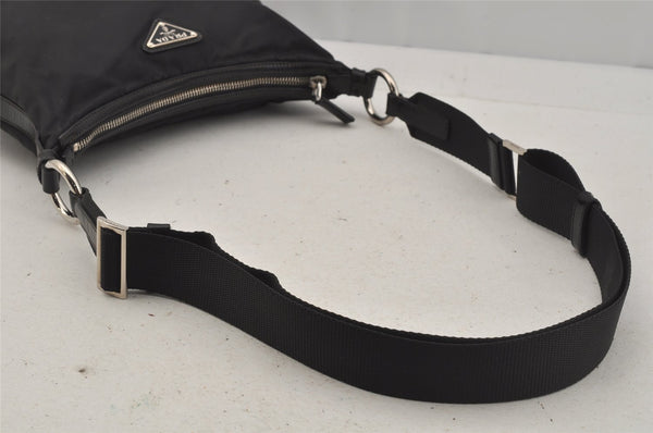 Authentic PRADA Nylon Tessuto Leather Shoulder Cross Body Bag Purse Black 1058J