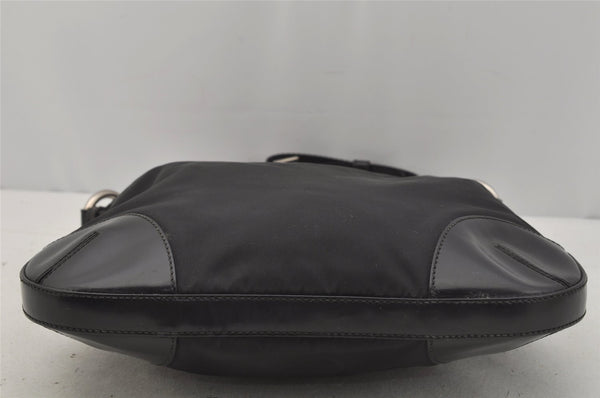 Authentic PRADA Nylon Tessuto Leather Shoulder Cross Body Bag Purse Black 1058J