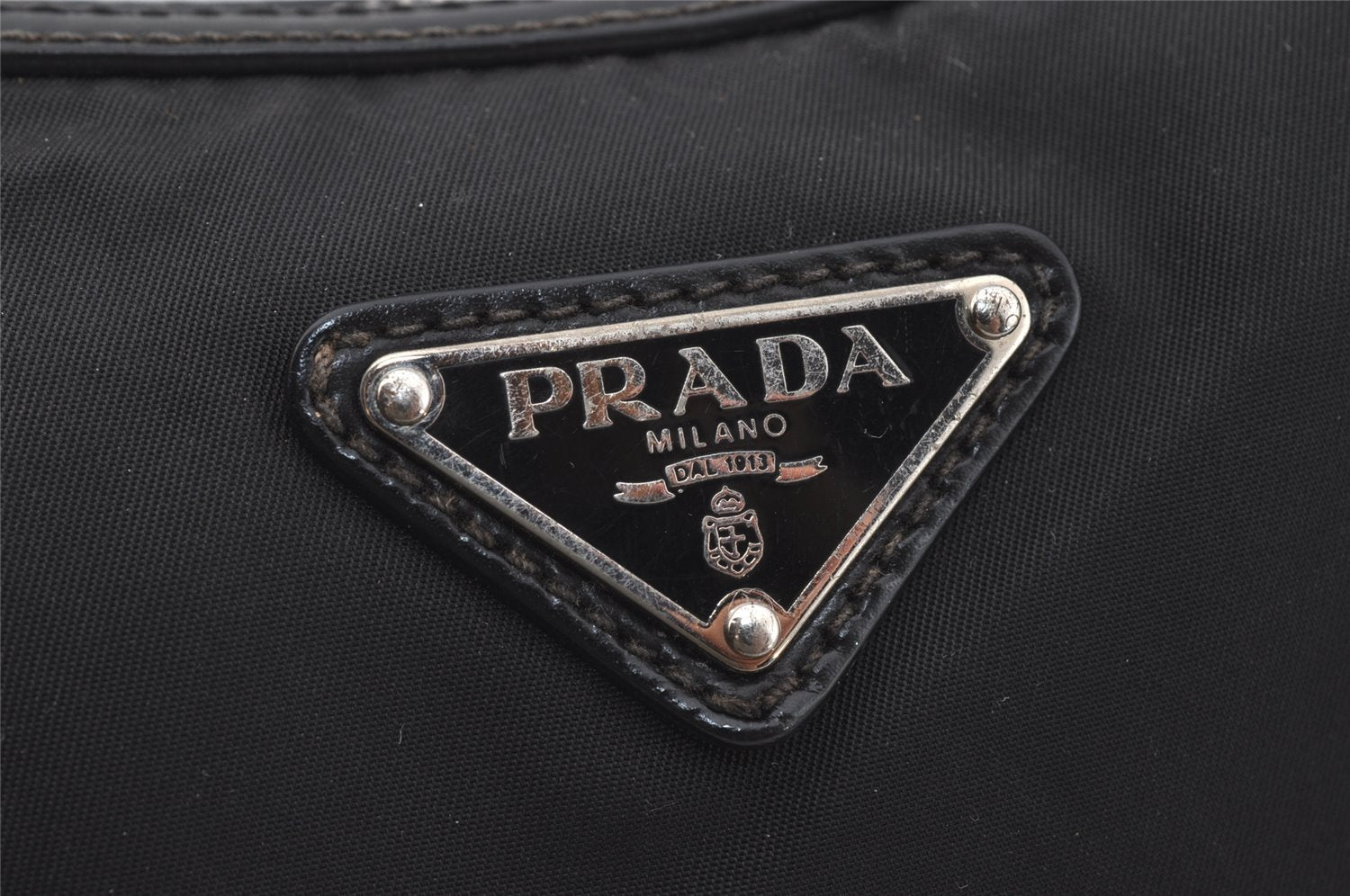Authentic PRADA Nylon Tessuto Leather Shoulder Cross Body Bag Purse Black 1058J