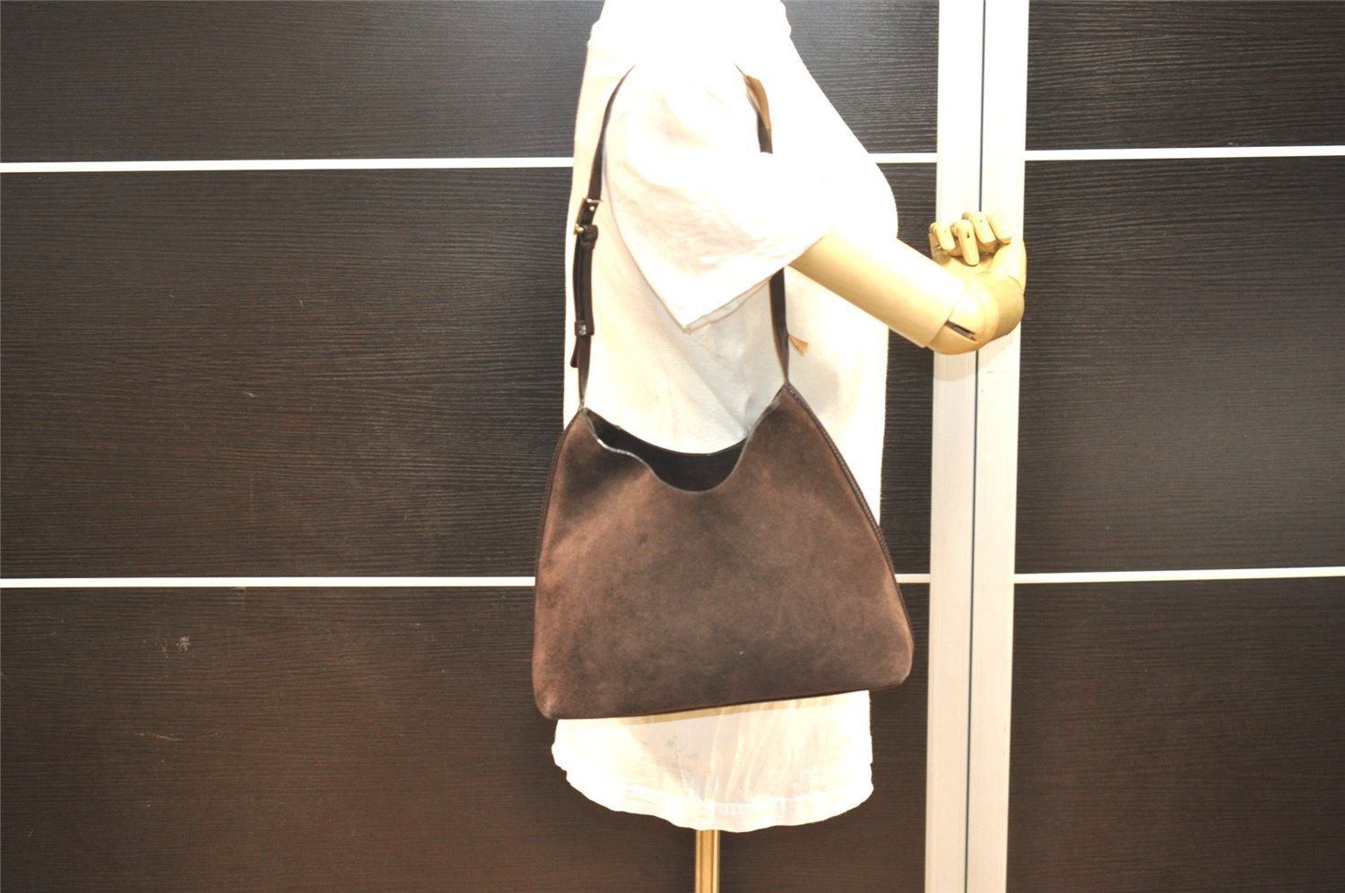 Authentic GUCCI Vintage Shoulder Hand Bag Purse Suede Leather Brown  1061I