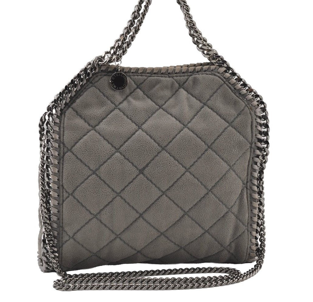 Authentic Stella McCartney Falabella Mini Shoulder Hand Bag Leather Gray 1061J