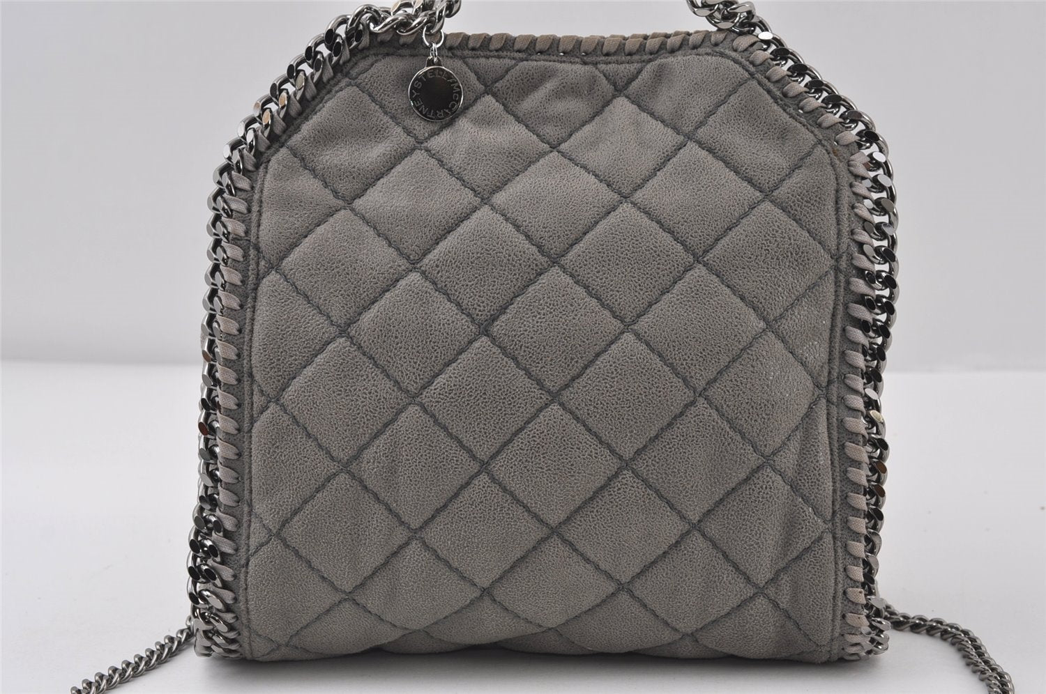 Authentic Stella McCartney Falabella Mini Shoulder Hand Bag Leather Gray 1061J