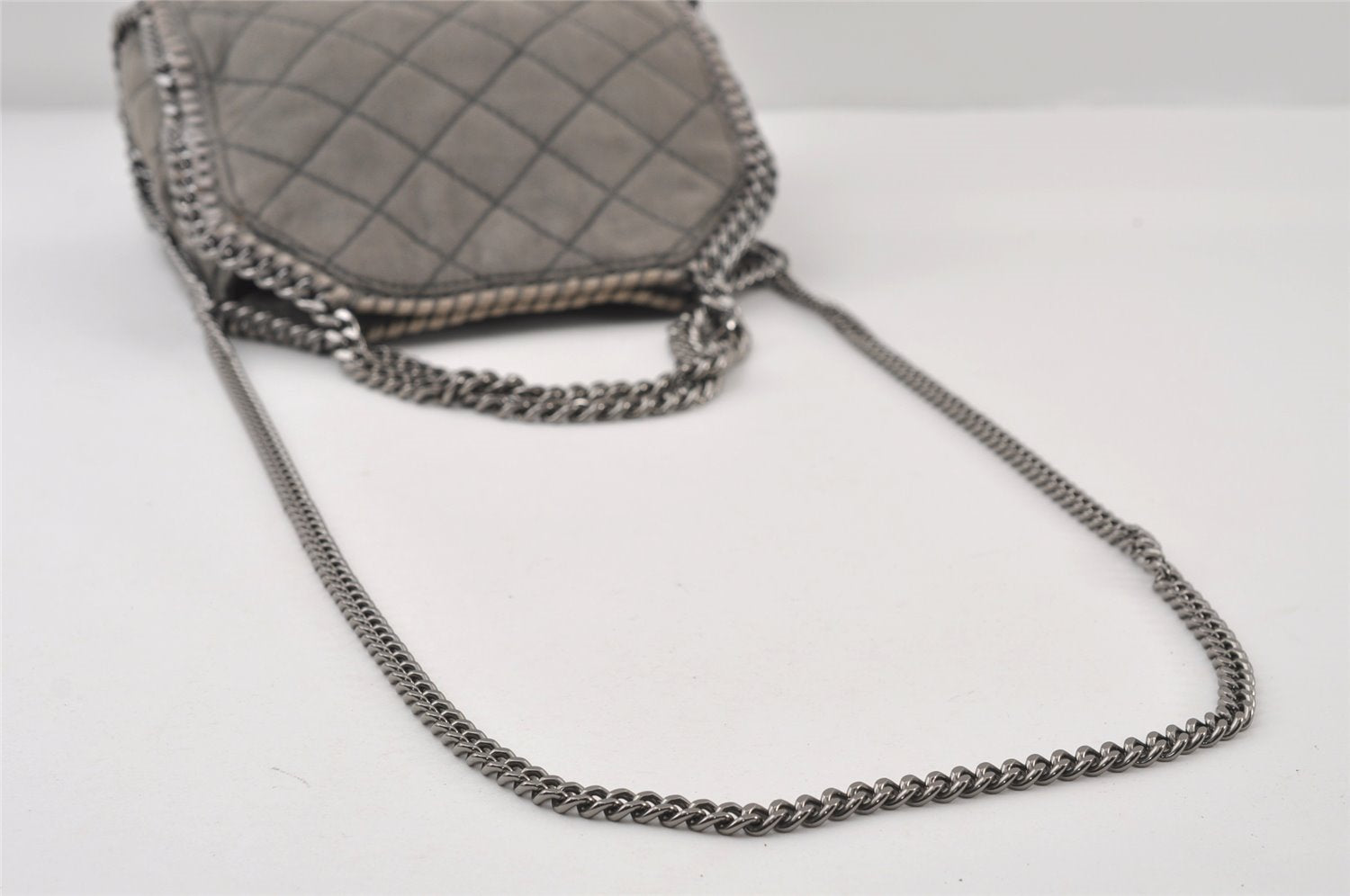 Authentic Stella McCartney Falabella Mini Shoulder Hand Bag Leather Gray 1061J