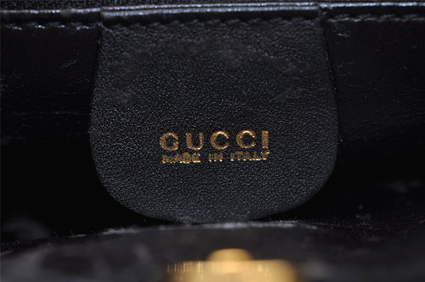 Authentic GUCCI Bamboo 2Way Hand Shoulder Cross Body Bag Leather Black 1062I