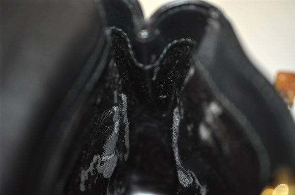 Authentic GUCCI Bamboo 2Way Hand Shoulder Cross Body Bag Leather Black 1062I