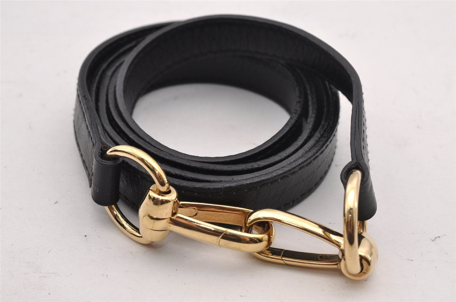 Authentic GUCCI Bamboo 2Way Hand Shoulder Cross Body Bag Leather Black 1062I