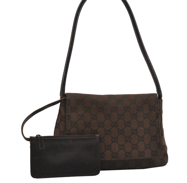 Authentic GUCCI Vintage Shoulder Bag Purse GG Canvas Leather 90646 Brown 1062J