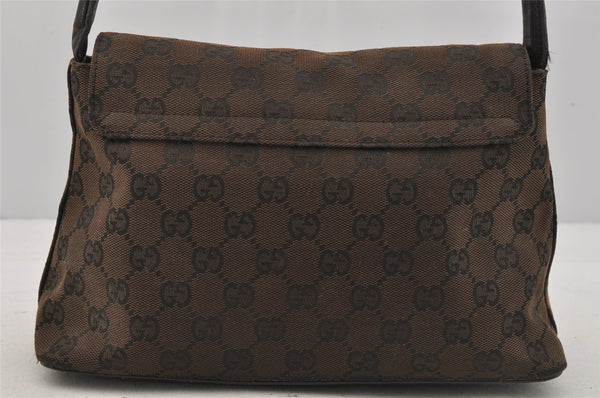 Authentic GUCCI Vintage Shoulder Bag Purse GG Canvas Leather 90646 Brown 1062J