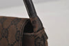 Authentic GUCCI Vintage Shoulder Bag Purse GG Canvas Leather 90646 Brown 1062J