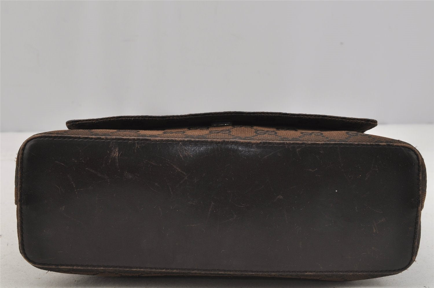 Authentic GUCCI Vintage Shoulder Bag Purse GG Canvas Leather 90646 Brown 1062J