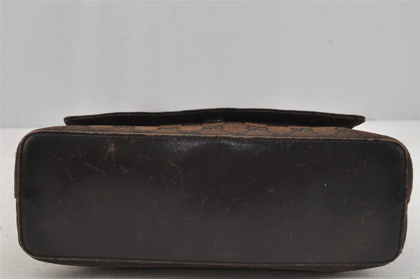 Authentic GUCCI Vintage Shoulder Bag Purse GG Canvas Leather 90646 Brown 1062J