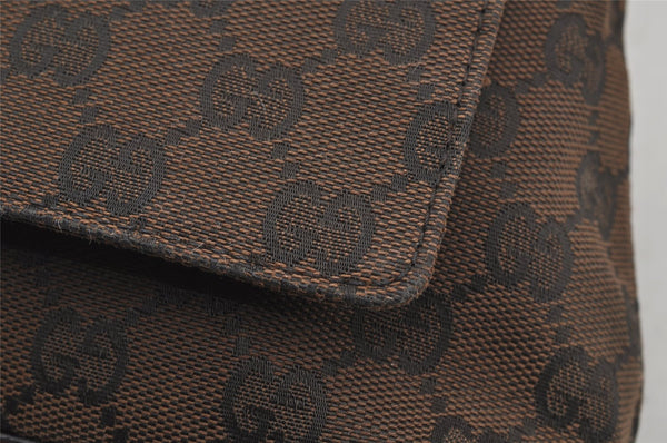 Authentic GUCCI Vintage Shoulder Bag Purse GG Canvas Leather 90646 Brown 1062J