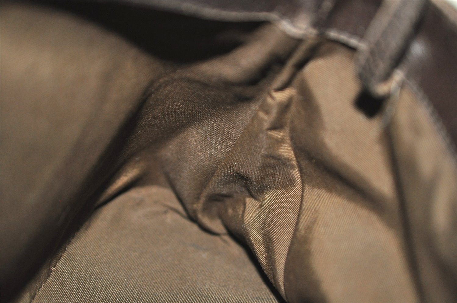 Authentic GUCCI Vintage Shoulder Bag Purse GG Canvas Leather 90646 Brown 1062J