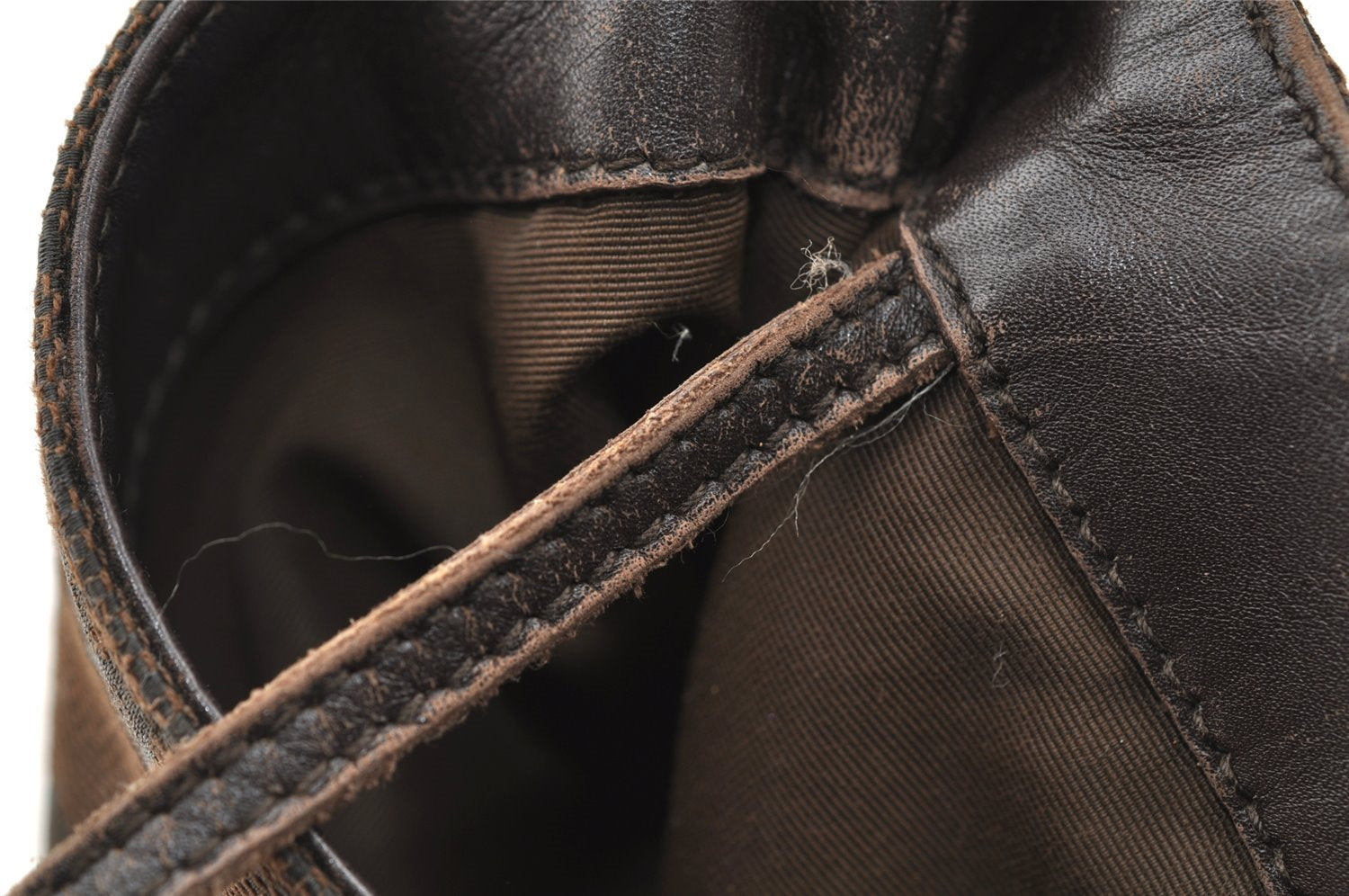 Authentic GUCCI Vintage Shoulder Bag Purse GG Canvas Leather 90646 Brown 1062J