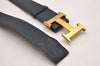 Authentic HERMES Constance Leather Belt Size 85cm 33.5" Navy Bordeaux 1064J