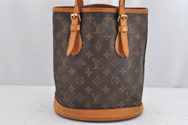 Authentic Louis Vuitton Monogram Bucket PM Shoulder Tote Bag M42238 Junk 1064K