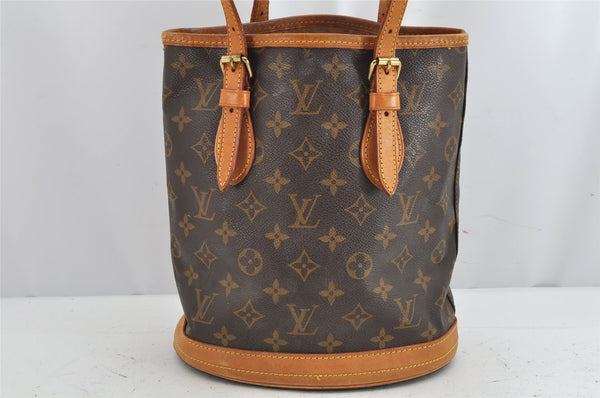 Authentic Louis Vuitton Monogram Bucket PM Shoulder Tote Bag M42238 Junk 1064K