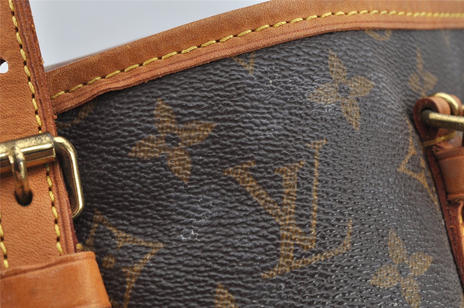 Authentic Louis Vuitton Monogram Bucket PM Shoulder Tote Bag M42238 Junk 1064K