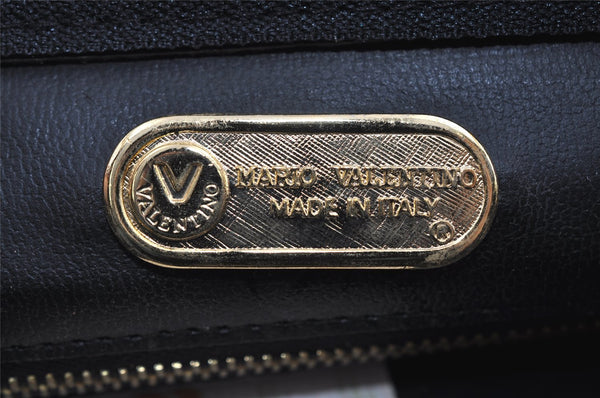 Authentic MARIO VALENTINO Vintage Logo Clutch Hand Bag Purse Leather Black 1065I