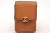 Authentic CHANEL Vintage Leather CC Logo Cigarette Case Pouch Purse Brown 1065J