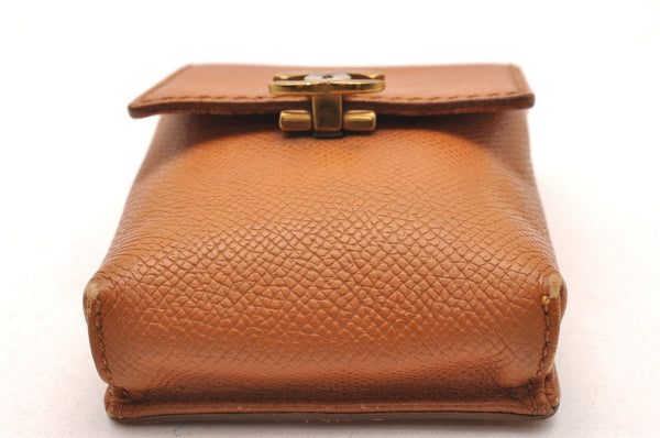 Authentic CHANEL Vintage Leather CC Logo Cigarette Case Pouch Purse Brown 1065J