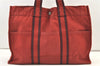 Authentic HERMES Vintage Fourre Tout MM Hand Tote Bag Canvas Red 1066K