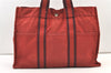 Authentic HERMES Vintage Fourre Tout MM Hand Tote Bag Canvas Red 1066K